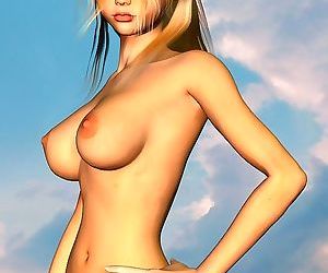 Comics Busty blonde toon babe nude outdoors 3d