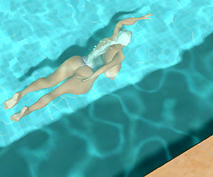 Comics Big breasted 3d blonde girl swimming.., 3d  3d cartoons