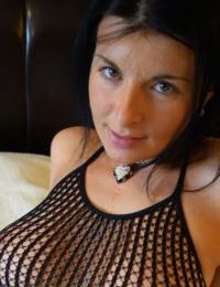 Middle-aged first timer Sandra slips off her sexy see thru dress
