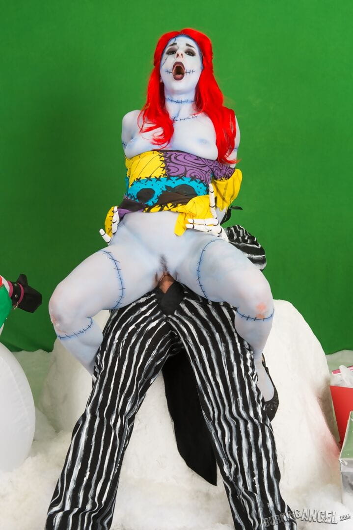 Cosplay girl Joanna Angel getting cum on big tits after doggystyle fuck