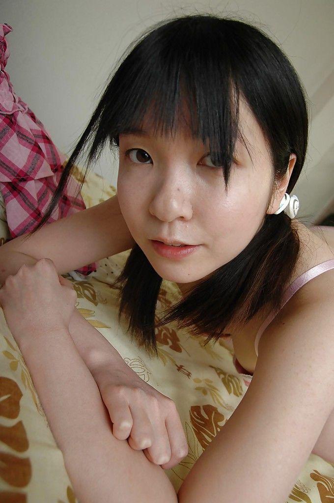 Shy asian teen stripping down and showcasing her gash in close up