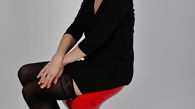 Mature woman in black stockings &..