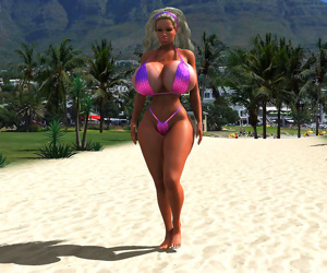 Geweldig Bikini 3d Blond hottie laat haar Geweldig naked..